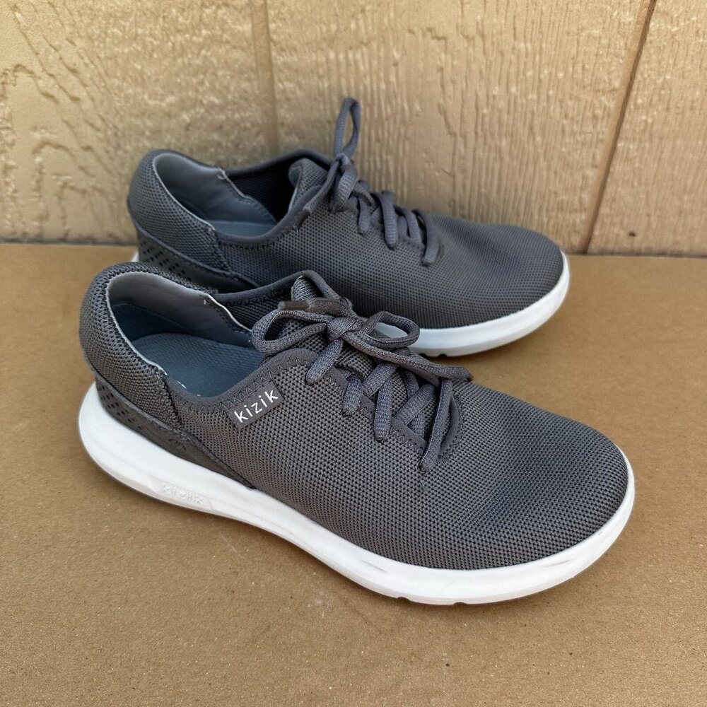 Kizik Shoes Madrid Eco Knit Hands Free Slip On Lace Up Gray Women’s Size 6